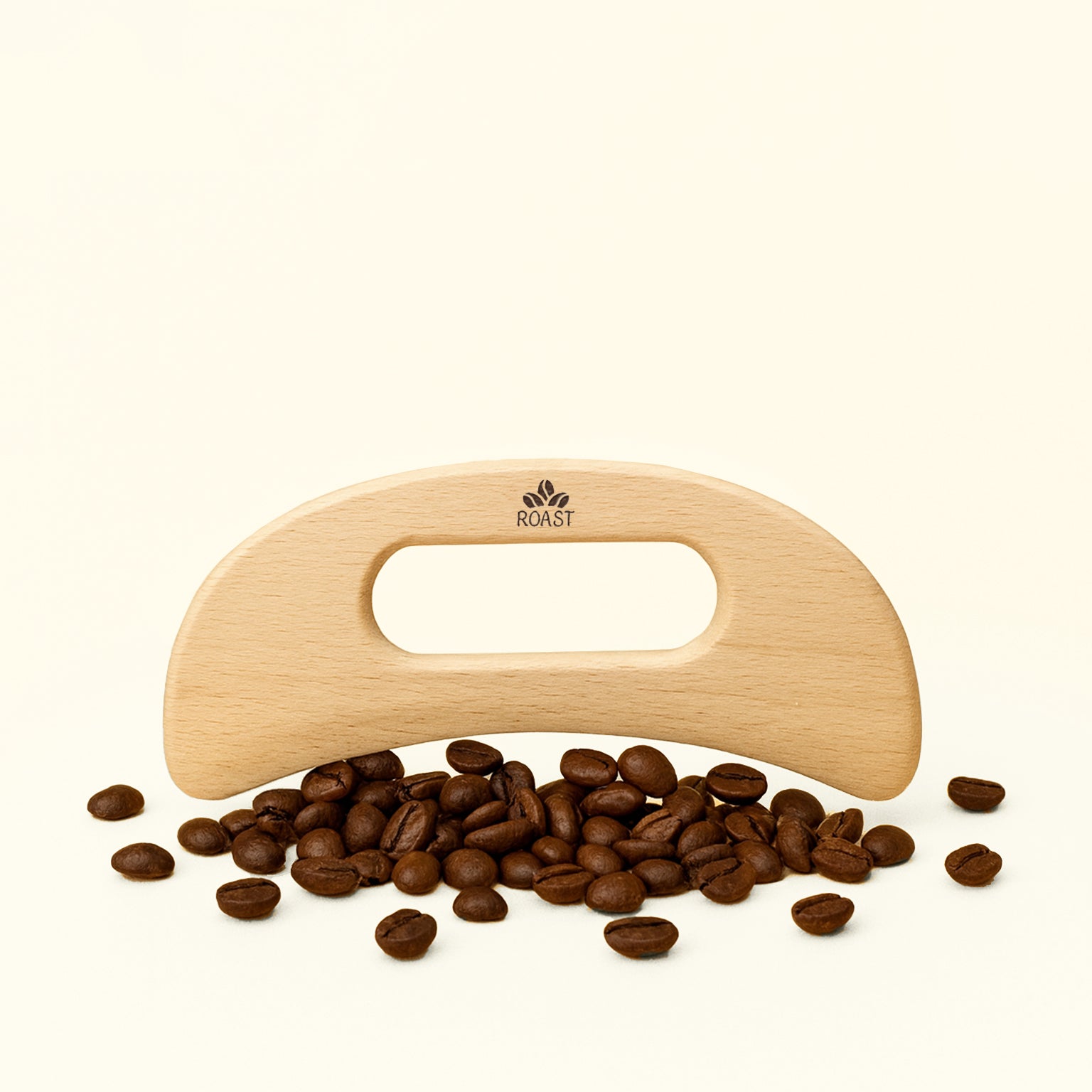 Roast Gua Sha Body Tool—a finely crafted wooden massage tool designed to stimulate circulation, support lymphatic flow, and release built-up tension.