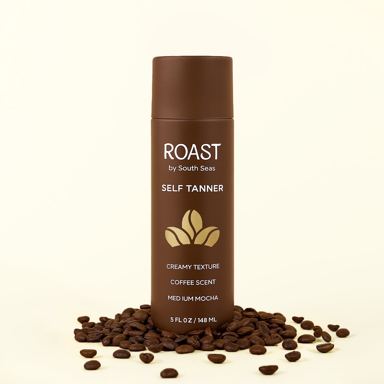 Roast Medium Self Tanner, a self tanning lotion that is infused with caffeine and has a coffee scent